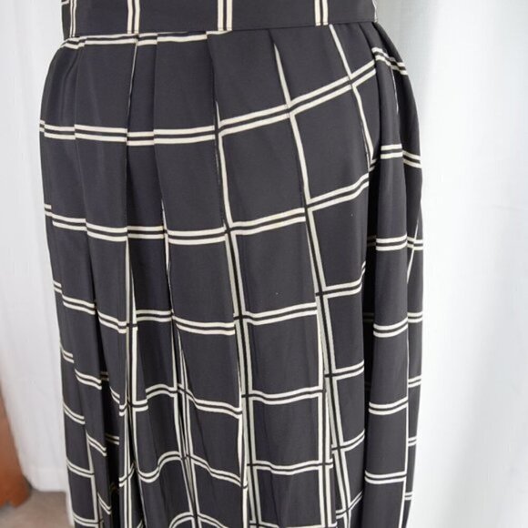 Vintage 1970s/1980s Windowpane Check Pleated Midi Wrap Dress Sz 6 - Picture 8 of 8